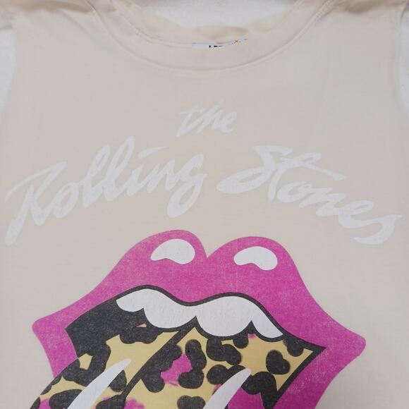 Anthropologie ROLLING STONES Tank Top Sz M Leopard Lip Sleeveless Graphic Print - Picture 6 of 11